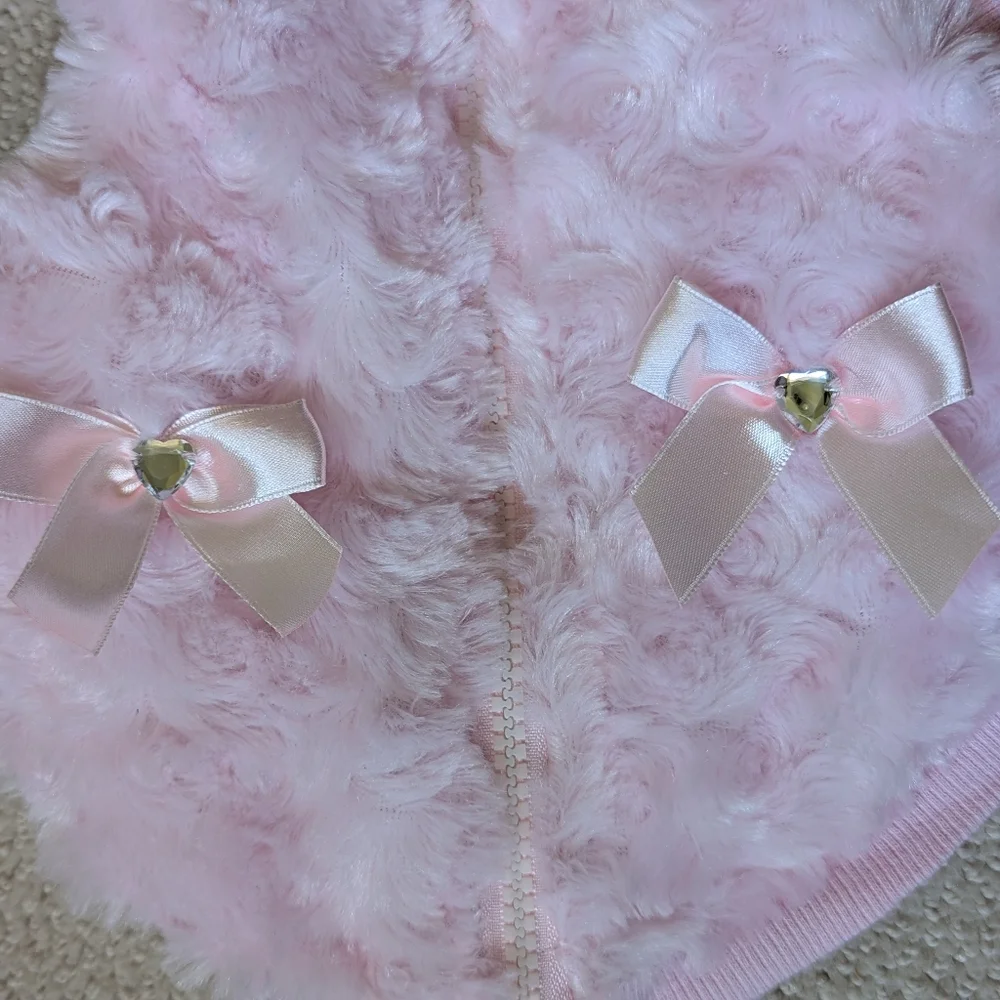 Smoochie Pooch Pink Furry Bow Zip Coat